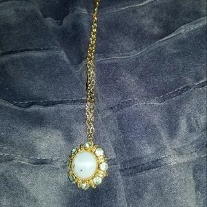 antique light blue rhinestone necklace
